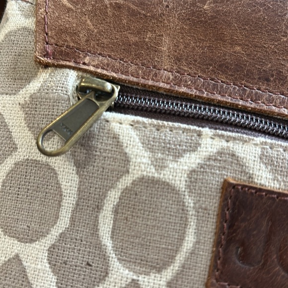 JOYN brown leather Crossbody shoulder Bag Purse Geometric print - Picture 10 of 12